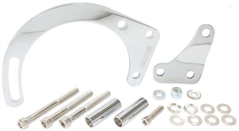 Low Mount Alternator Bracket    Chrome Finish. Suit Small Block Chevy with Short Water Pump