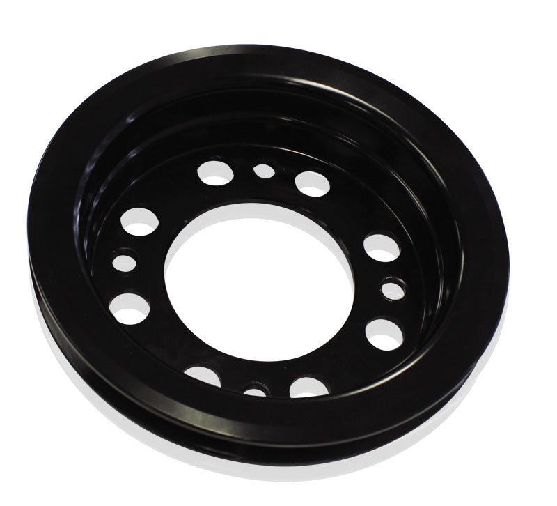 Aeroflow Billet Crankshaft Pulley  Single V groove, suit Holden 253-308 with Early Style water pump, Black