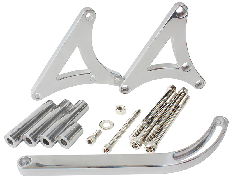 Mid Mount Billet Alternator Bracket     Polished Finish. Suit Holden V8 HQ-WB, left hand side (passenger side)