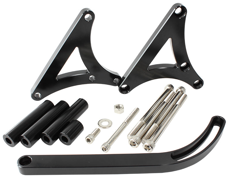 Holden Mid Mount Billet Alternator Bracket   Black Finish. Suit HQ-WB V8, passenger side