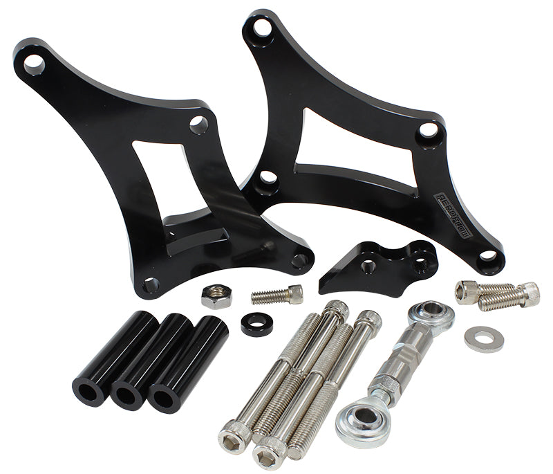 Low Mount Billet Alternator Bracket     Black Finish. Suit Torana V8 LH-LX-UC, driver side
