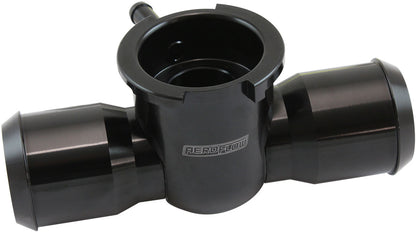 Aeroflow Billet Aluminium Inline Radiator Hose Filler - Black Finish   Suits 42mm Radiator Cap and 1-1/4"-20 Internal Thread