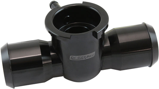 Aeroflow Billet Aluminium Inline Radiator Hose Filler - Black Finish   Suits 42mm Radiator Cap and 1-1/4"-20 Internal Thread