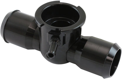 Aeroflow Billet Aluminium Inline Radiator Hose Filler - Black Finish   Suits 42mm Radiator Cap and 1-1/4"-20 Internal Thread
