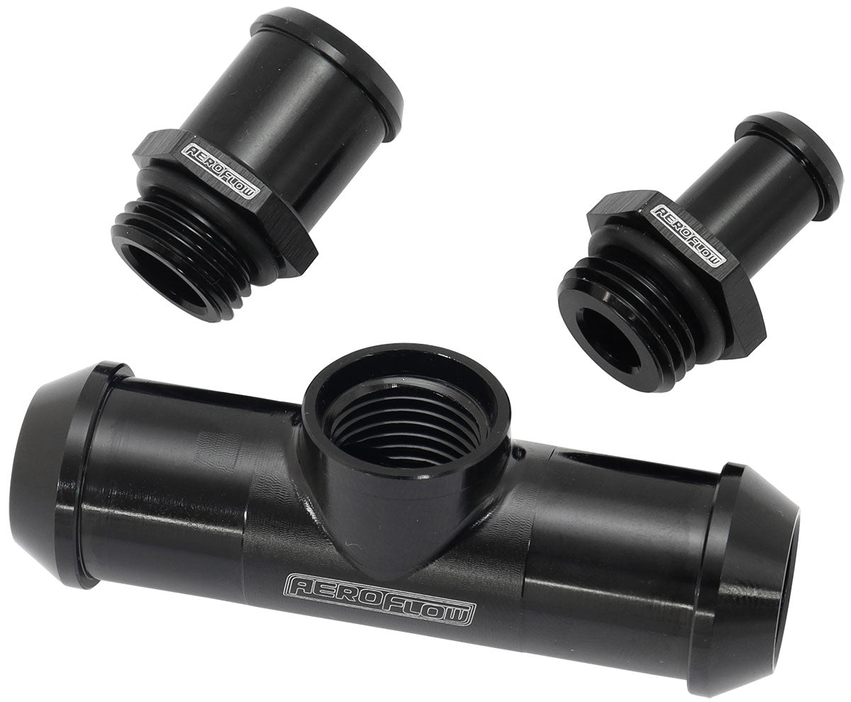 Aeroflow Ford Falcon BA - BF - FG Billet Heater Hose T-Piece   Black Finish