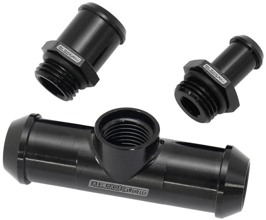 Aeroflow Ford Falcon BA - BF - FG Billet Heater Hose T-Piece   Black Finish