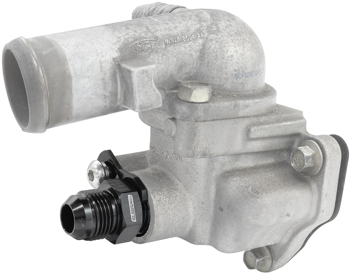 Aeroflow Ford Falcon BA - BF - FG Billet -10AN Thermostat Housing Press in Adapter   Black Finish