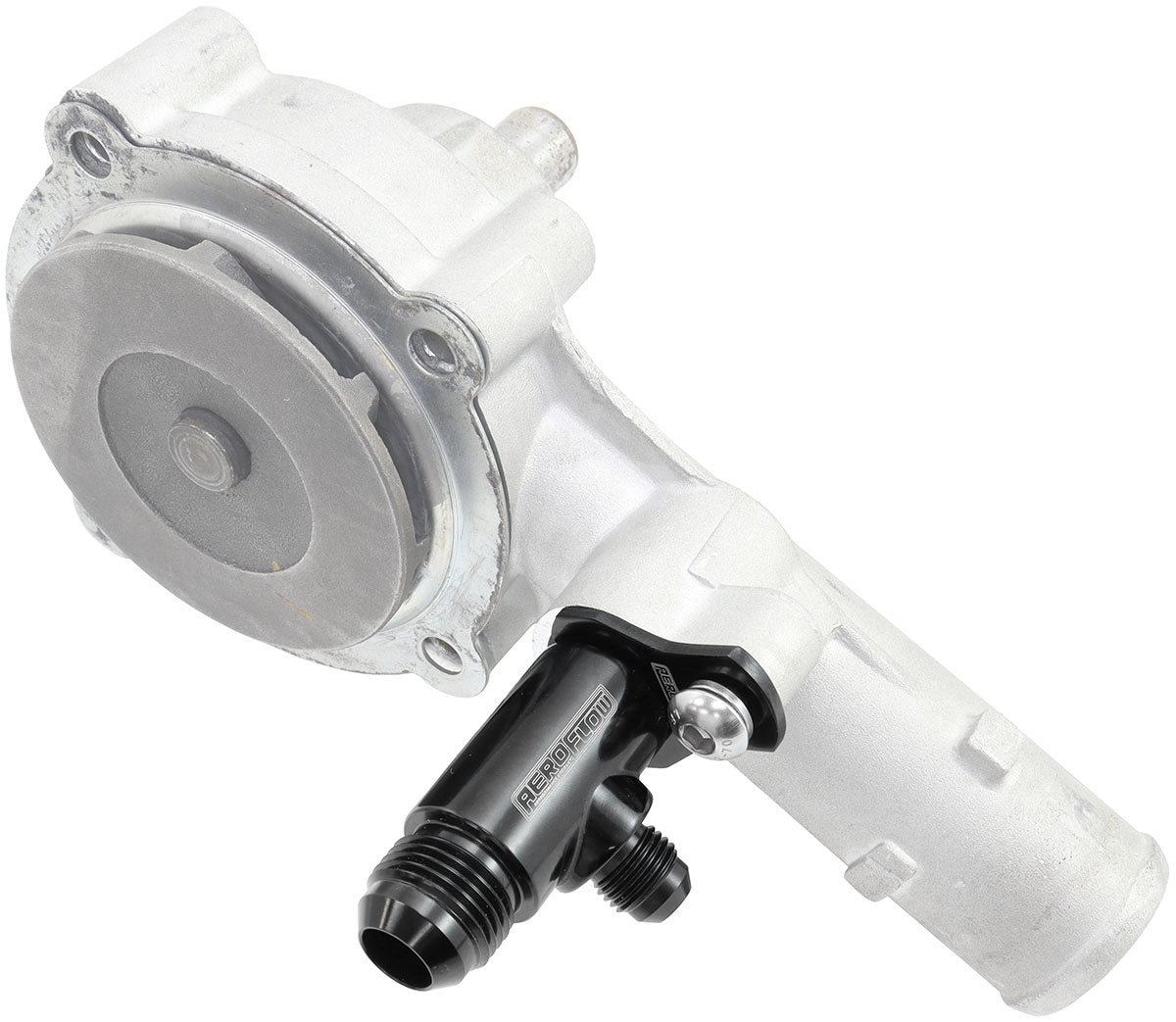 Aeroflow Ford Falcon BA - BF - FG Billet Water Pump Tee Press in Adapter   1 x -10AN & 1 x -6AN