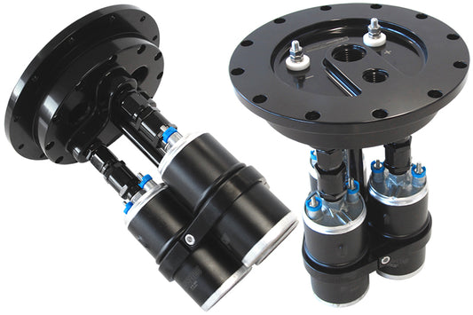 Billet Triple Fuel Pump Hanger - Black   Suits Aeroflow or Bosch style pumps, 8" (205mm) cut-out required