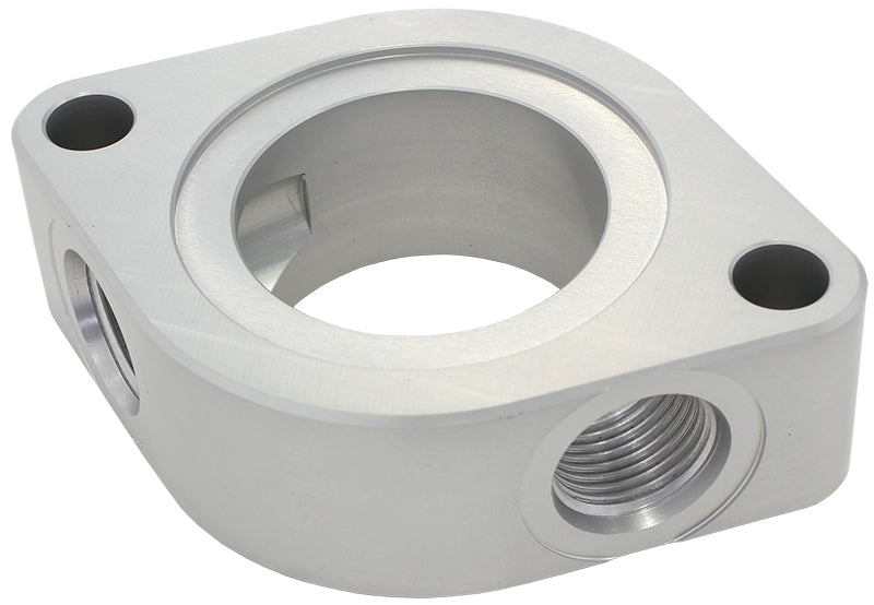Water Neck Spacer   Silver Suit SB Chev With x2 -8 ORB Auxiliary Ports