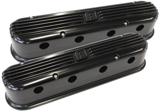 Billet Aluminium Retro 2-Piece LS Valve Covers   Black Finish