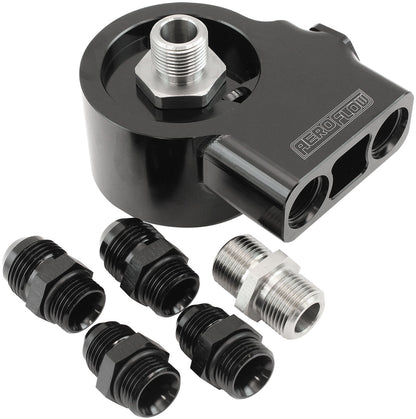 Aeroflow Subaru EJ Sandwich & Oil Thermostat Adapter  M20 Filter Thread With 2 x -10 ORB ports, 1/8" NPT Port