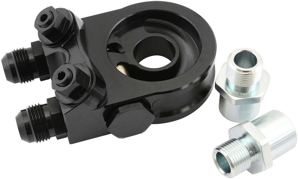 Aeroflow Subaru EJ Dual Port Sandwich & Oil Thermostat Adapter  M20 Filter Thread With 4 x -10 ORB ports, 1/8" NPT Port