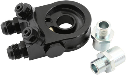 Aeroflow Subaru EJ Dual Port Sandwich & Oil Thermostat Adapter  M20 Filter Thread With 4 x -10 ORB ports, 1/8" NPT Port