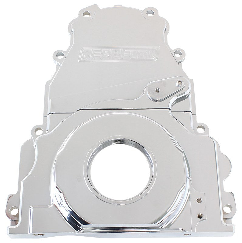 GM LS 2-Piece Billet Timing Cover - Chrome Finish   Includes Mounting Hardware and Cam Sensor Plug