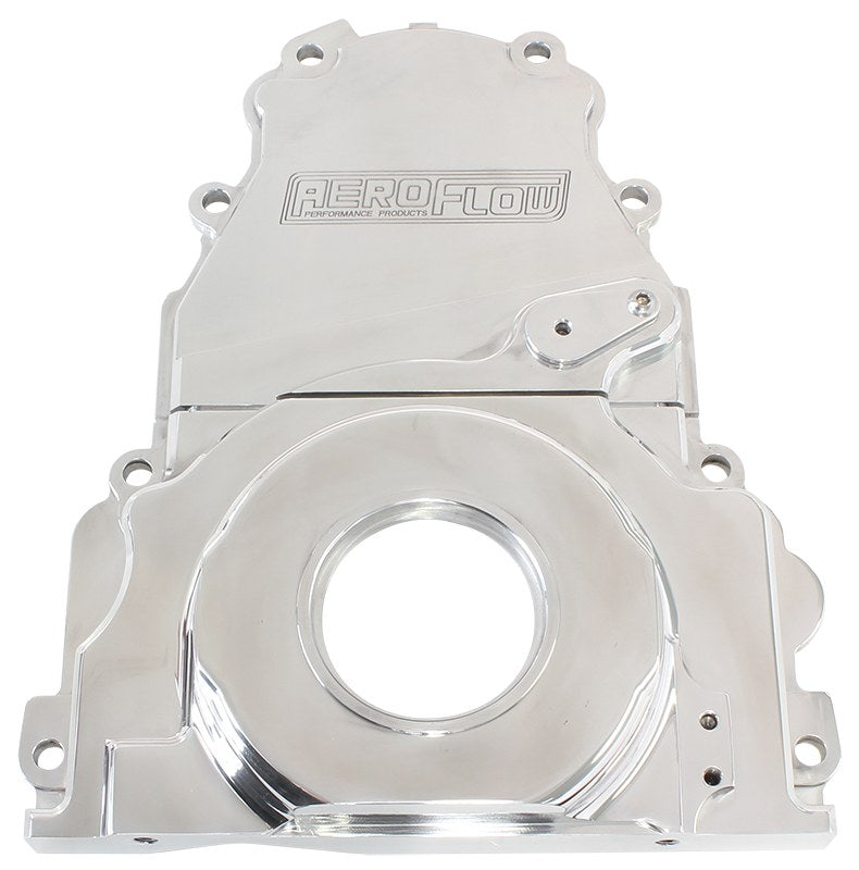 GM LS 2-Piece Billet Timing Cover - Polished Finish  Includes Mounting Hardware and Cam Sensor Plug