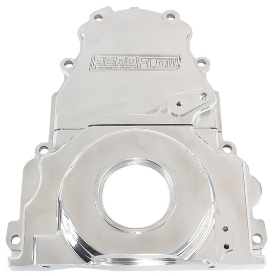 GM LS 2-Piece Billet Timing Cover - Polished Finish  Includes Mounting Hardware and Cam Sensor Plug