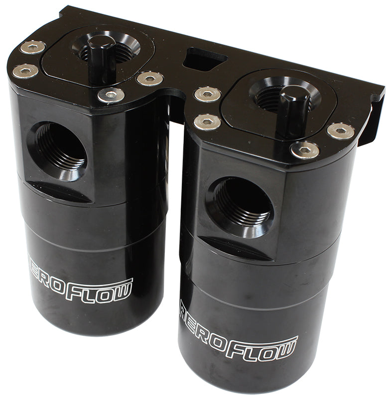 Billet Universal Dual Air / Oil Separator    Black Finish