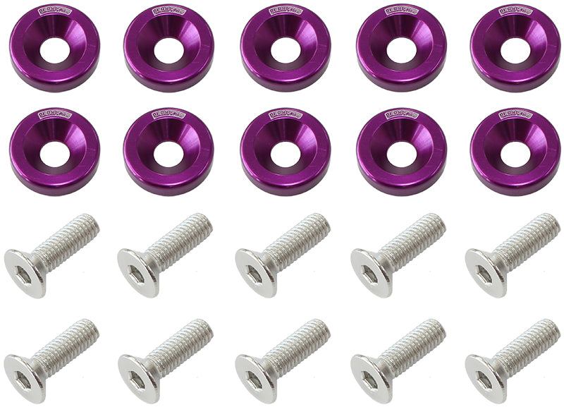 Billet Dress-Up/Fender Bolt Kit M6 x 1.00mm (20mm UHL)   Purple Finish