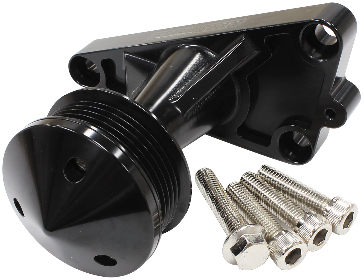 GM LS Power Steer Delete Idler Bracket - Black   Suit Early VT-VZ and VE-VF Belt Lines