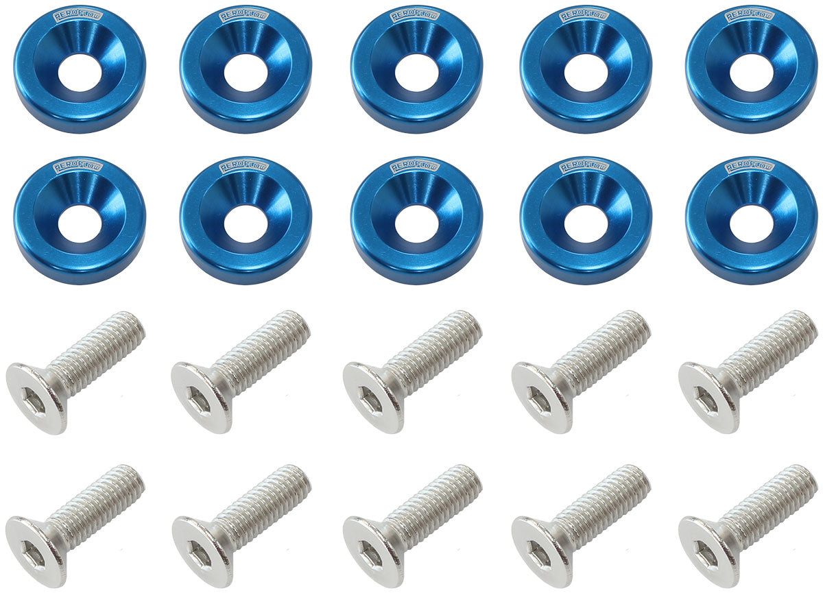 1/4" Billet Dress-Up / Fender Bolt Kit (10pack)   Blue Finish