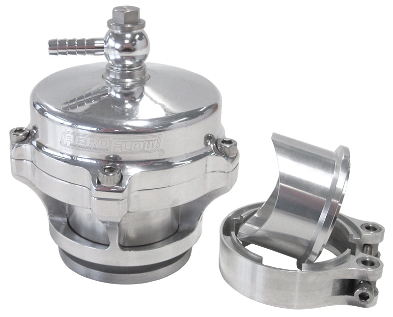 50mm High Flow Blow Off Valve  Complete Kit with Weld-on Flange and V-Band in Polished Finish.