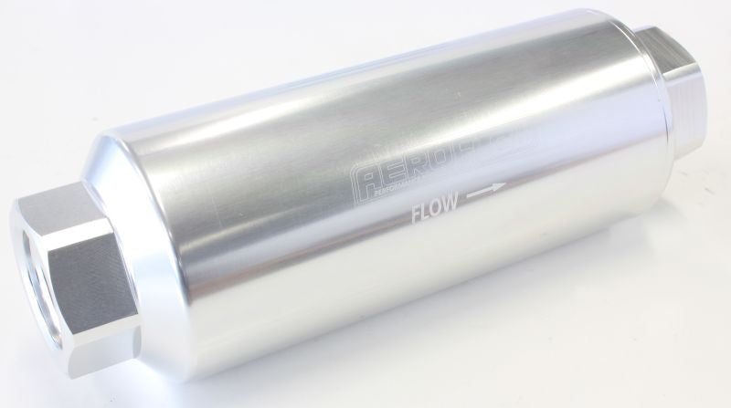 60 Micron Pro Filter - Silver  -12AN ORB Inlet/Outlet Ports, 7" x 2.4"