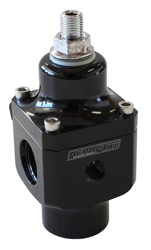 Billet 2-Port Carburettor Fuel Pressure Regulator -8 ORB     Black Finish. 4-12 psi. Rated to 750 HP