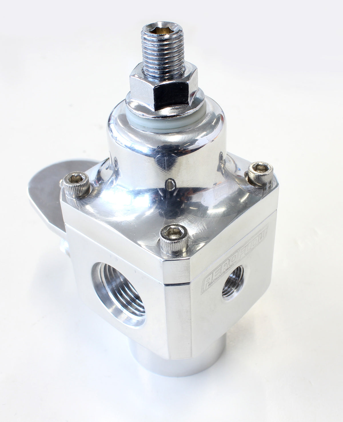 Billet 2-Port Carburettor Fuel Pressure Regulator -8 ORB     Polish Finish. 4-12 psi. Rated to 750 HP