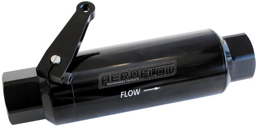 Aeroflow 60 Micron Pro Filter with Ball Valve - Black   -12 ORB Ports. 7-1/8" x 2"