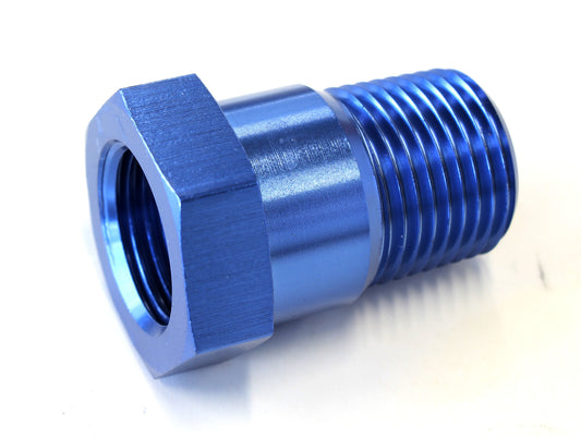 Temperature Probe Adapter   3/8" NPT to 5/8"-18 UNF, Blue