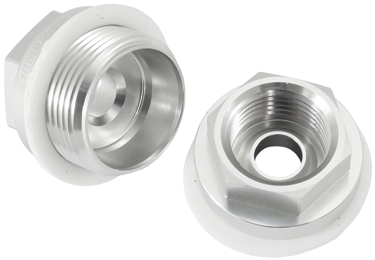 Holley Carburettor Adapter - Male 7/8-20" toFemale 5/8-18"   Silver Finish. Suit Holley Carburettor Inlet Feed