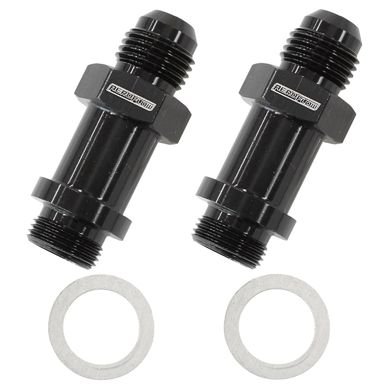 Carburettor Adapter - Male 9/16" x 24 to -6AN 1-3/4" Long    Black Finish. Suit Demon / Holley Inlet Feed