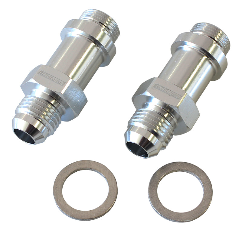 Carburettor Adapter - Male 9/16" x 24 to -6AN 1-3/4" Long     Silver Finish. Suit Demon / Holley Inlet Feed