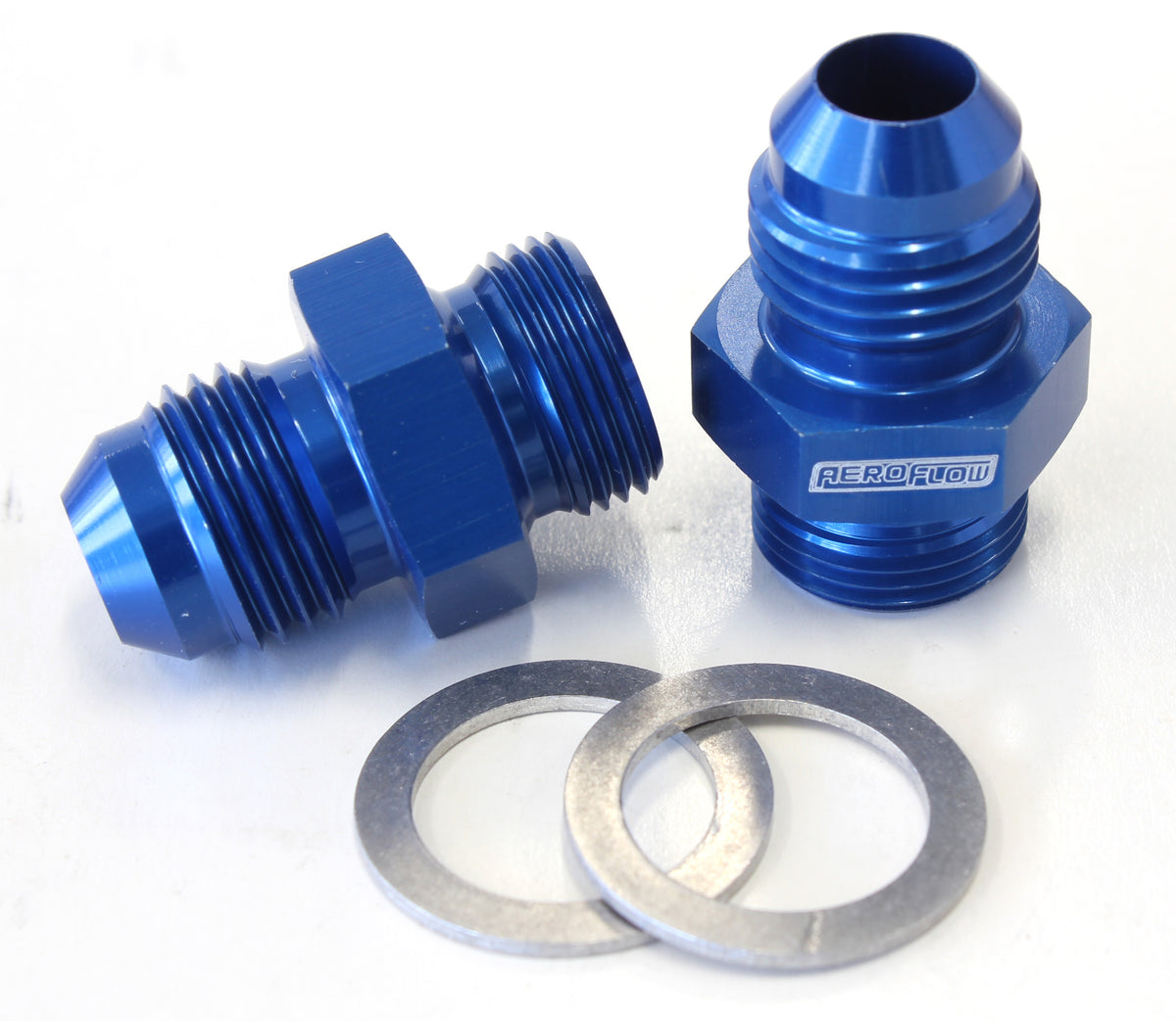 Carburettor Adapter - Male 9/16" x 24 to -6AN Short  Blue Finish. Suit Demon / Holley Inlet Feed