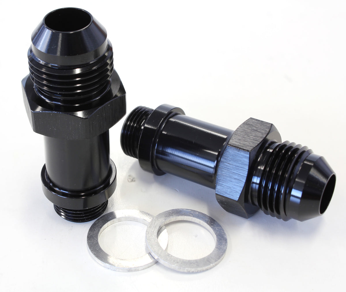 Carburettor Adapter - Male 9/16" x 24 to -8AN   Black Finish. Suit Demon / Holley Inlet