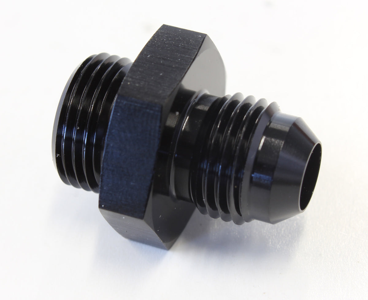 Carburettor Adapter - Male 5/8"-20 to -6AN   Black Finish. Suit Carter/Edelbrock Inlet Feed