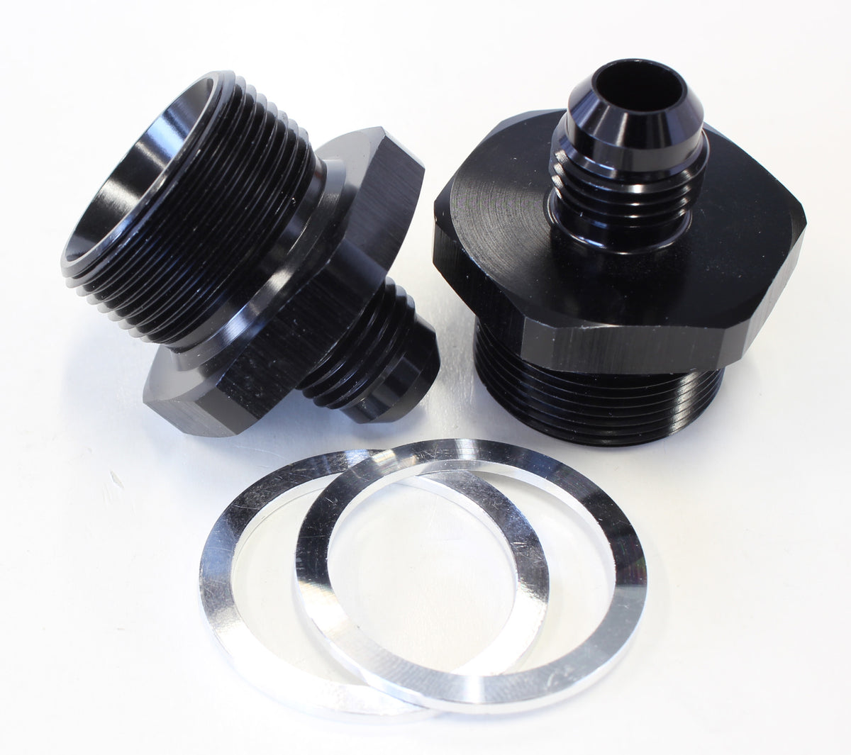 Carburettor Adapter - Male -6AN to 1" x 20   Black Finish. Suit Quadrajet Inlet Feed