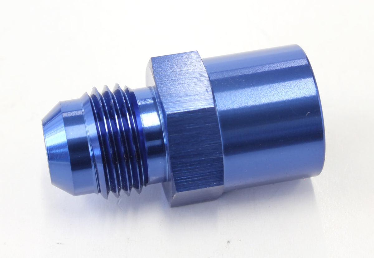 Metric Female O-Ring Seal to AN Adapter M14 x 1.5 to -6AN  Use with OEM Hard Lines, Blue finish