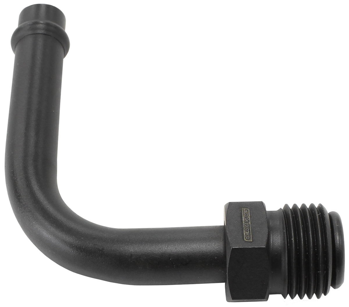 90° Holley / Stromberg Inlet Fitting - Black  5/8" -20 Thread to 3/8" Barb