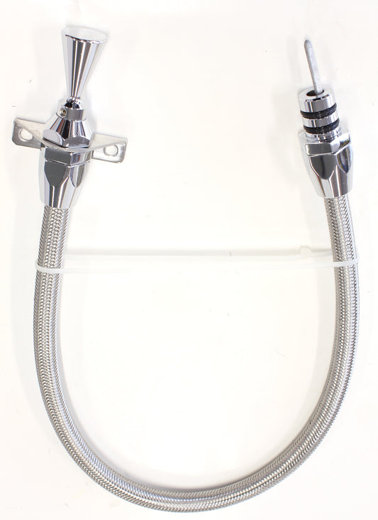 GM TH350/TH400 Firewall Mount Flexible Stainless Steel Transmission Dipstick - Chrome Finish   24" (600mm) OverallLength