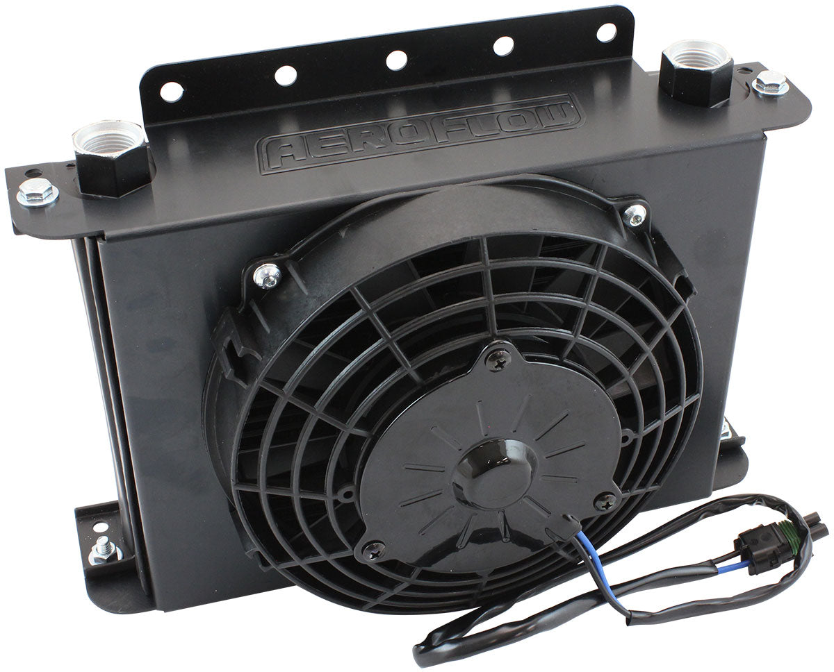25 Row Universal Modular Oil Cooler with Fan & Shroud   330mm L x 255mm H x 150mm D. -10 Female ORB Threads