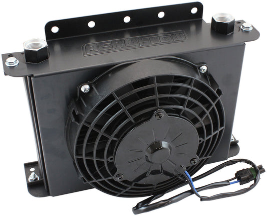 25 Row Universal Modular Oil Cooler with Fan & Shroud   330mm L x 255mm H x 150mm D. -10 Female ORB Threads