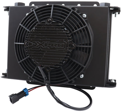 Aeroflow 25 Row Modular Oil Cooler with Brushless Fan & Shroud   330mm L x 255mm H x 150mm D. -10ORB Threads