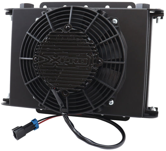 Aeroflow 25 Row Modular Oil Cooler with Brushless Fan & Shroud   330mm L x 255mm H x 150mm D. -10ORB Threads