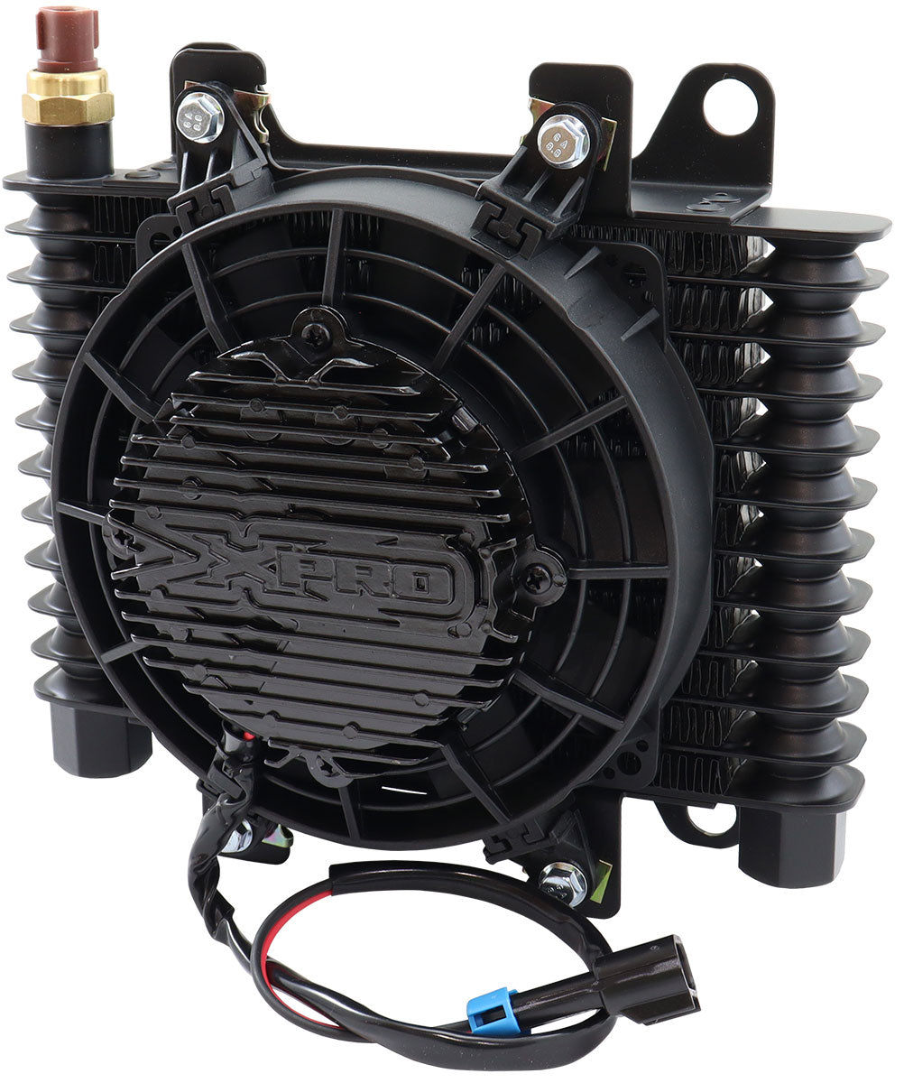 Aeroflow Competition Oil & Transmission Cooler 10" x 7-1/2" x 3-1/2"  7-1/2" Brushless Fan & Switch with -10 ORB