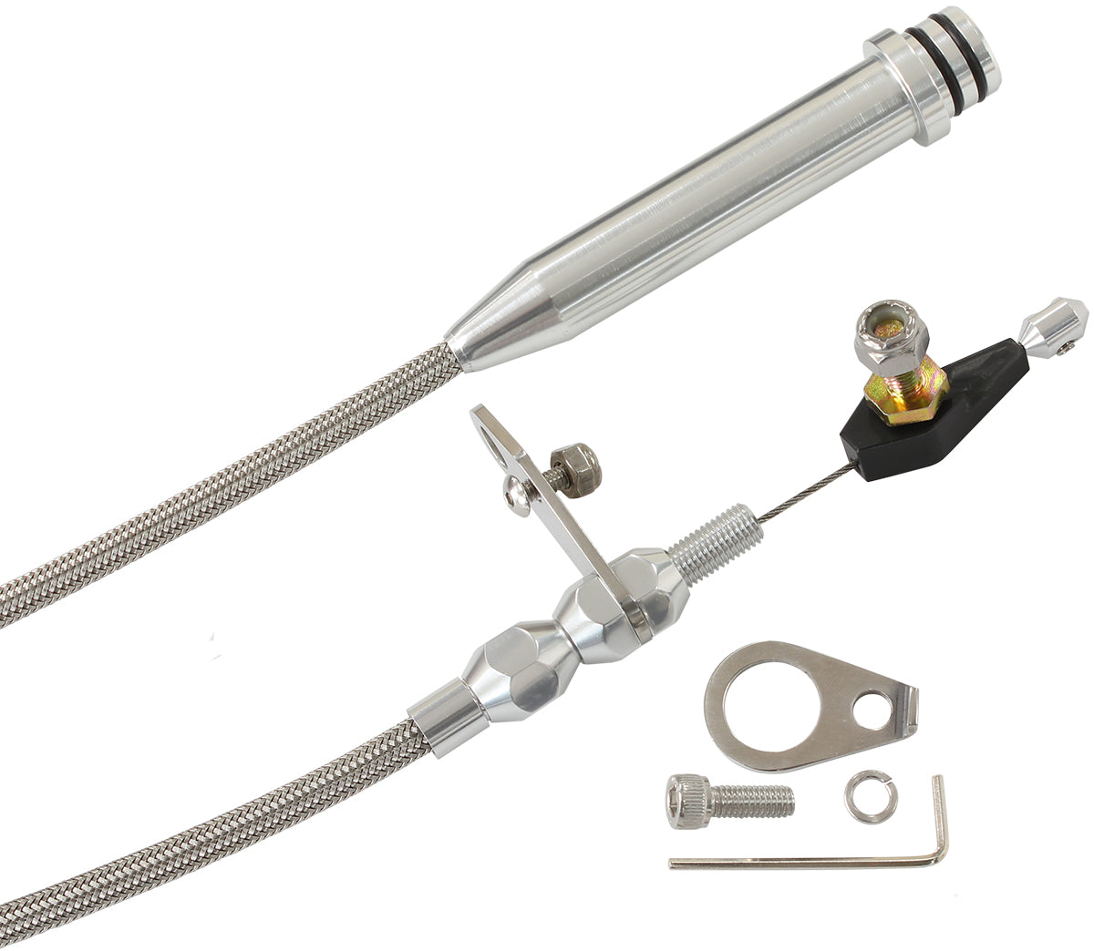 Kickdown Cable With Stainless Steel Cover & Chrome Ends   Suit GM TH700 & Early 4L60 Transmission