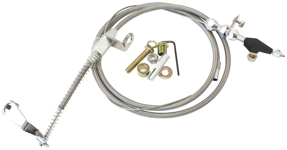 Kickdown Cable With Stainless Steel Cover & Chrome Ends   Suit GM Powerglide Transmission
