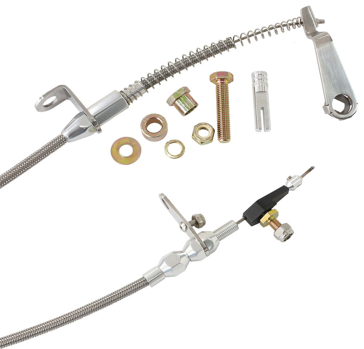 Kickdown Cable With Stainless Steel Cover & Chrome Ends   Suit Ford AOD Transmission
