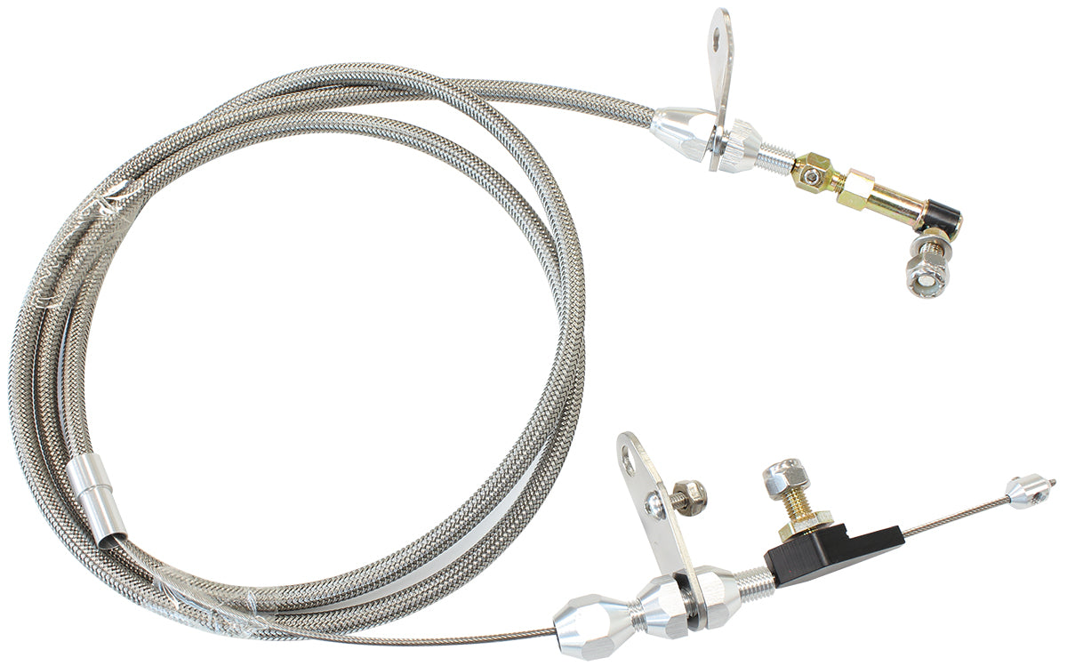 Kickdown Cable With Stainless Steel Cover & Chrome Ends   Suit Chrysler Torqueflite 727 Transmission